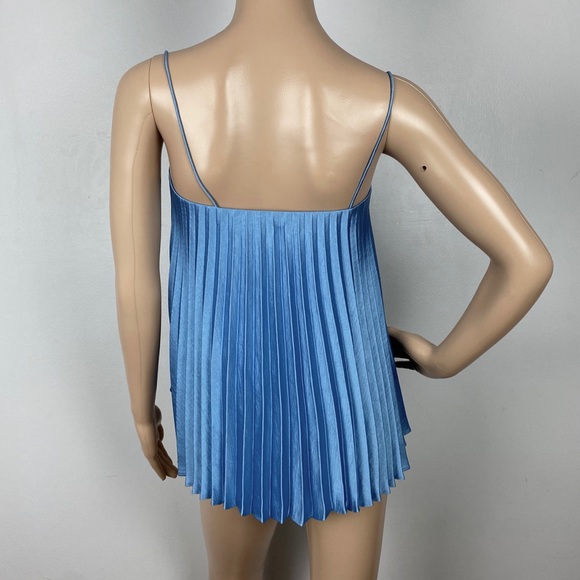 NEW VINCE BLUE PLEATED SATIN CAMISOLE TOP - Picture 6 of 7
